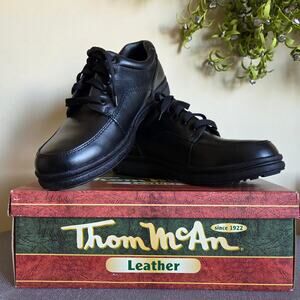 NEW Vintage Thom McAn 12W Men's Lace-Up Oxford Leather Walker Shoe Blk #84173